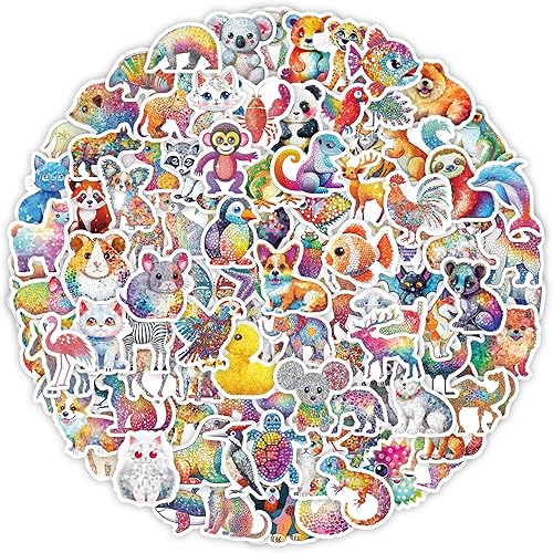 Paquete de 100 calcomanías de animales lindos para niños, calcomanías para botellas de agua, vinilo impermeable, hidroflask, teléfono, patineta,