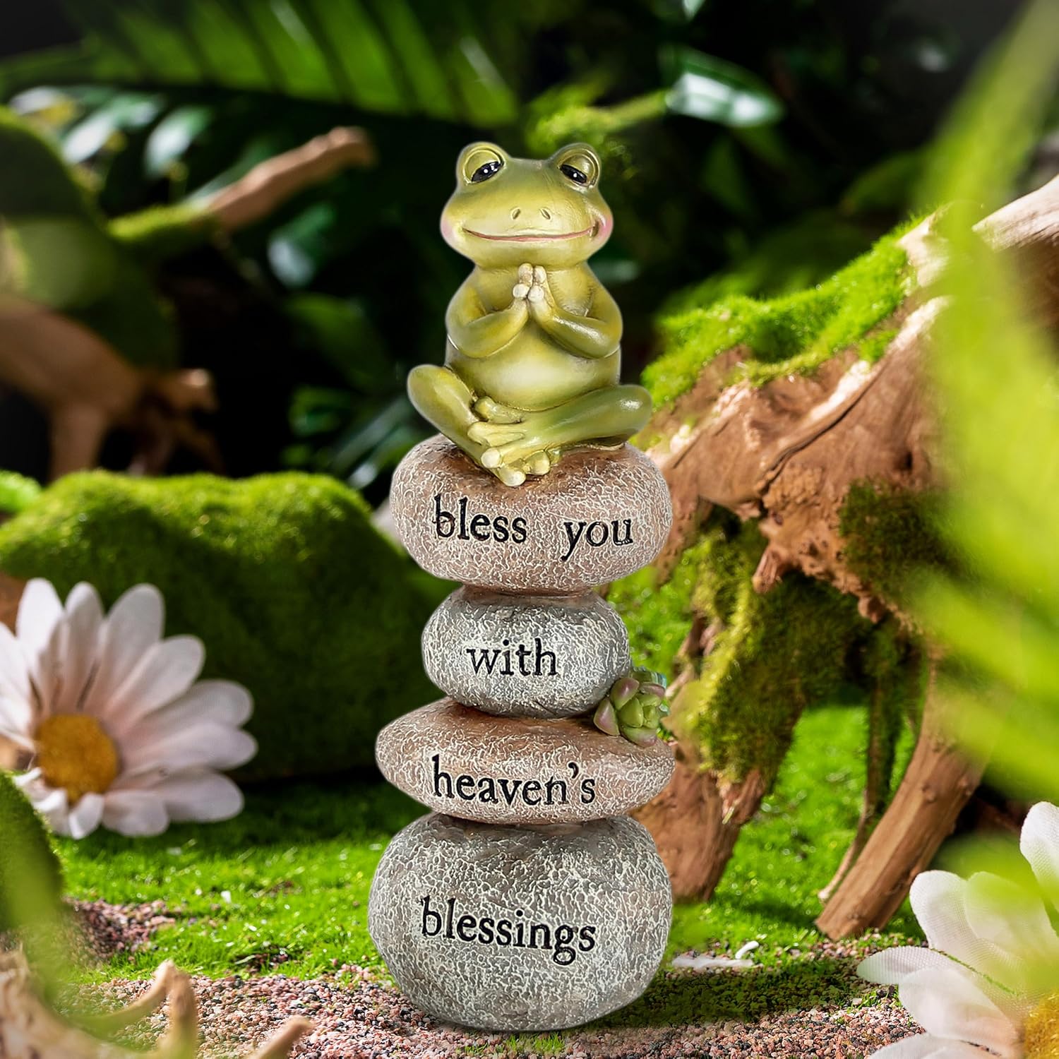 Garden Yoga Frog Statue Decor Meditation Zen Yoga Frog Figurines for Home and Garden Decoration, Gifts for Women Patio Yard Lawn Outdoor Sculptures, Bless You