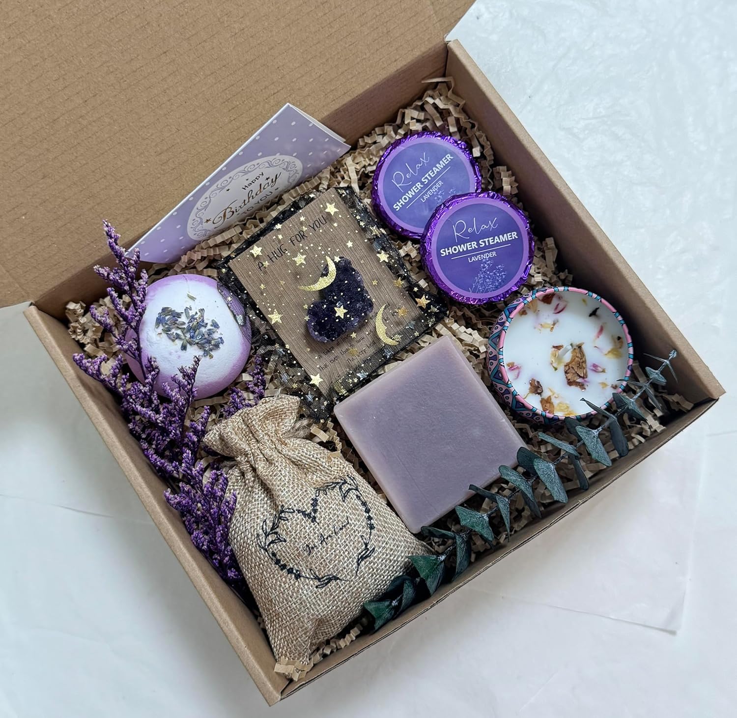 Lavender Gift Box for Women – Birthday Gift for Her, Spa Gift Set, Relaxing Self Care Package for Mom, Wife, Sister, Best Friend – Stress Relief Gifts for Women Lavender Gift Box for Women – Birthday Gift for Her, Spa Gift Set, Relaxing Self Care Package for Mom, Wife, Sister, Best Friend – Stress Relief Gifts for Women