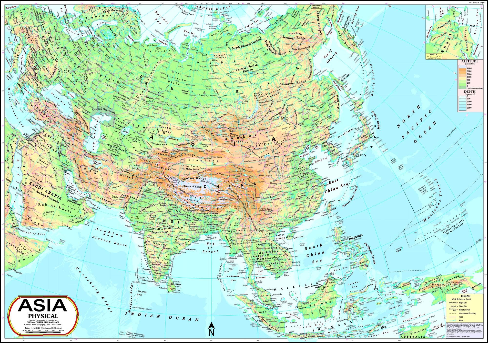 Asia Map - Physical