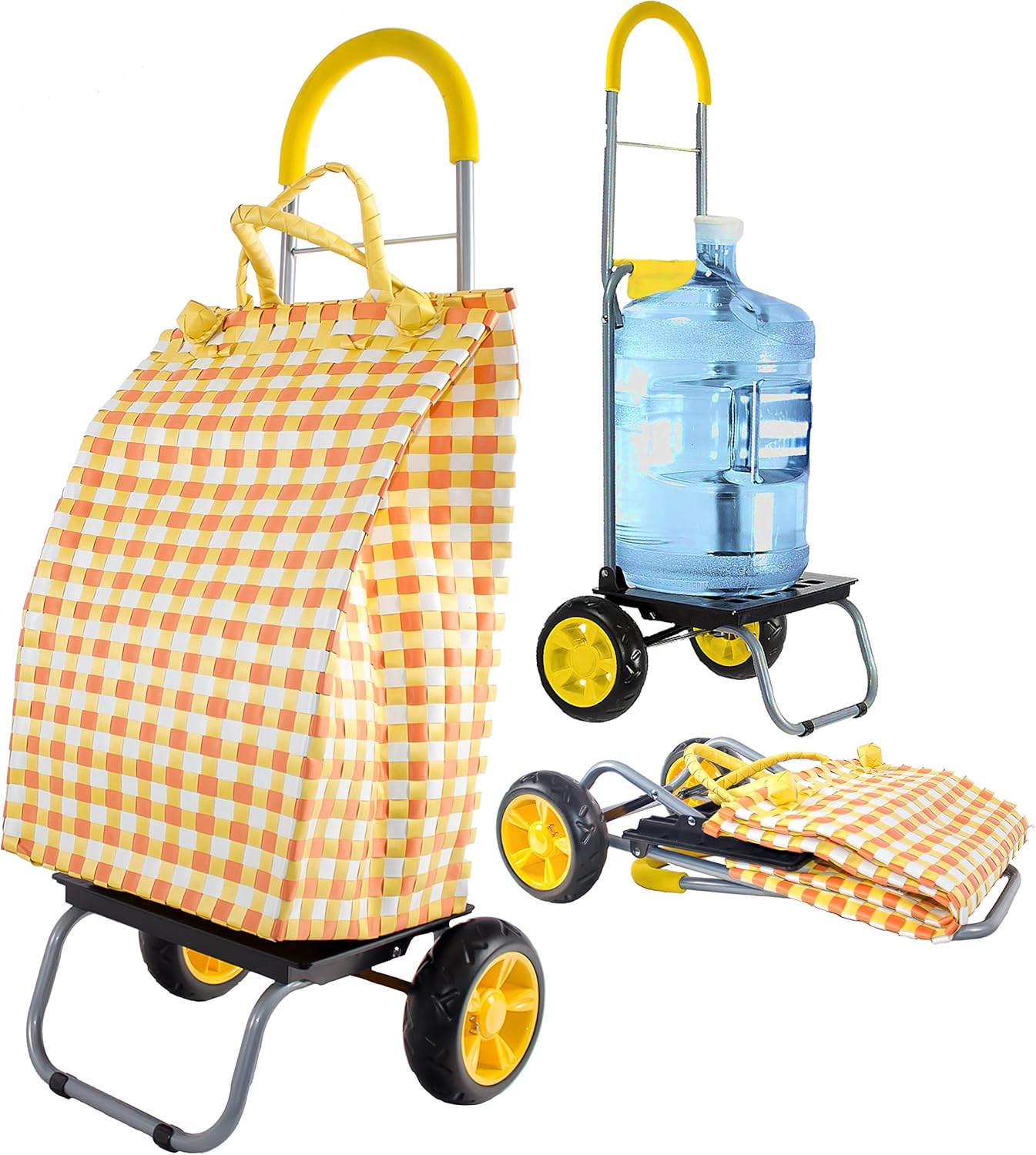 dbest products Trolley Dolly Black Foldable Shopping cart for Groceries with Wheels and Removable Bag and Rolling Personal Handtruck Standard