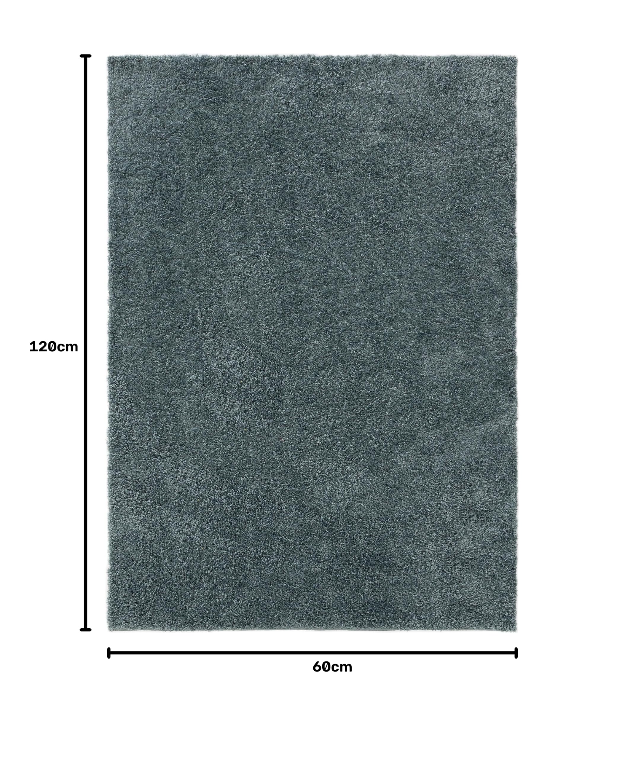 Interiyou Tapis Poils Longs Sofia - 60x120 Bleu - Moelleux et uni - Lavable et antidérapant - Fibres Douces pour Salon, Salle à Manger, Cuisine, Couloir