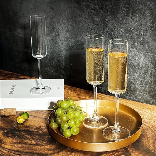 Miniatura 5 de Juego de 12 copas de champán clásicas de 6 onzas, copas de vino espumosas, copas de champán con tallo para fiestas, bodas y hogar, transparente
