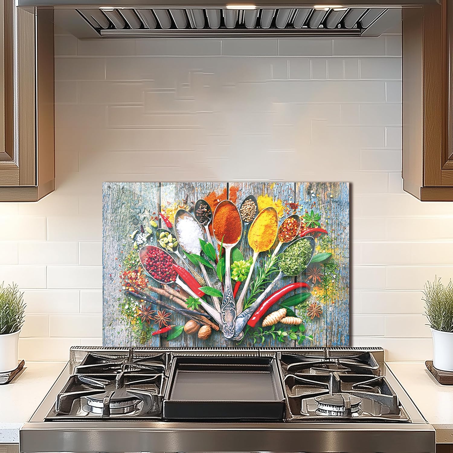 DAIFURONGE Tempered Glass Backsplash For Kitchen Behind Stove,Spice Stove Backsplash Top Cover,Easy to Clean Glass Splashback, Sink Cover Splash Guard,Home Kitchen Wall Decor (Art Deco 2, 23.62"x15.75"(60x40cm)) Art Deco 2 23.6"L x 15.8"W