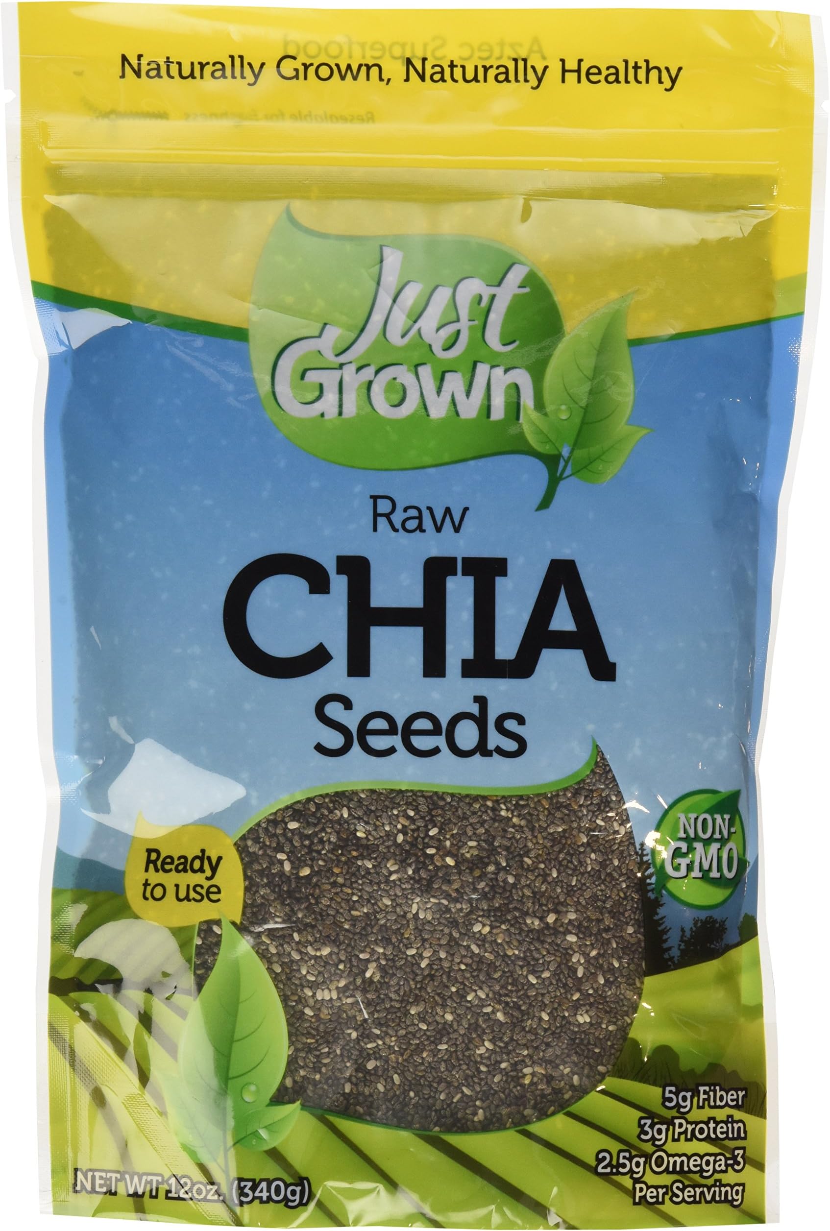 Just Grown Raw Chia Seeds Kosher 12-Ounce (Pack of 2)