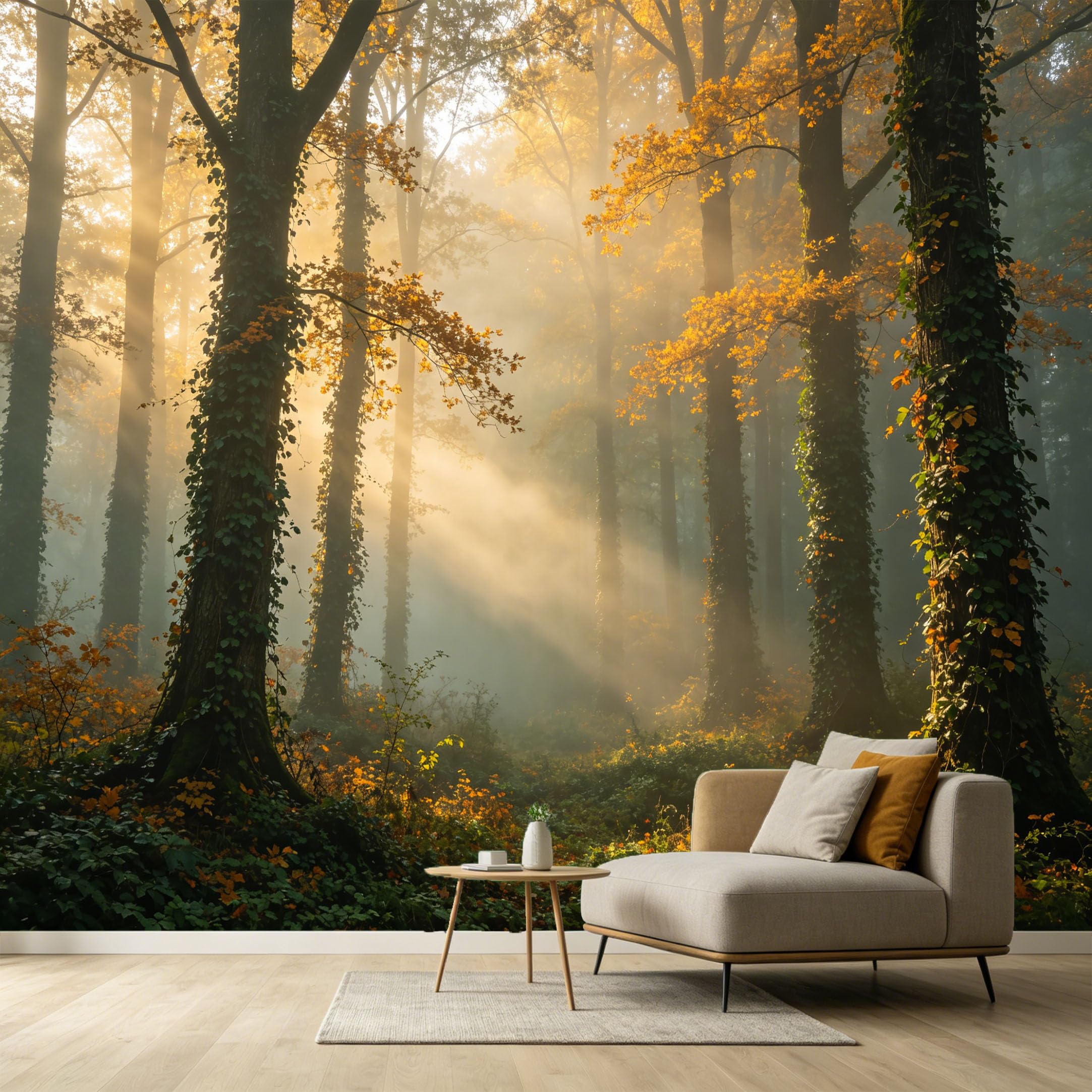 Custom Size Wall Murals Forest Landscape Sunbeams Trees Foggy Nature SelfAdhesive Wall Fabric Removable Large Wallpaper for Photo Living Room Interior Decor