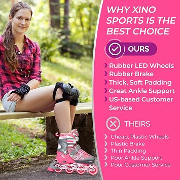 Rose Inline Skates (M) + Pink Protective Gear Bundle