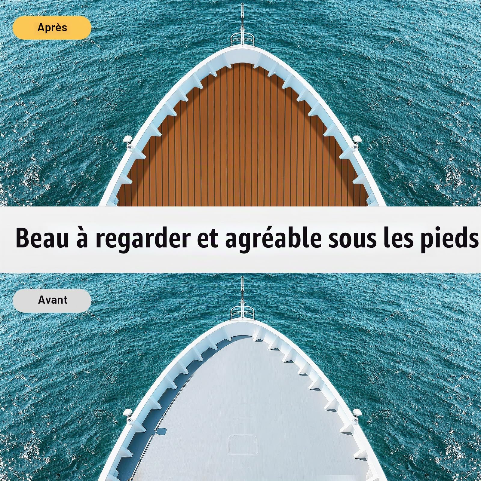 Eva - Revêtement de sol en teck - Antidérapant - Autocollant - Pour yachts, bateaux à moteur, planches de surf, piscines, etc. - 240 x 90 cm