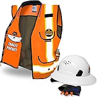 Vista 1 de KwikSafety GODFATHER - Chaleco de seguridad clase 2 [naranja, mediano] + paquete de casco de ala completa TORTOISE