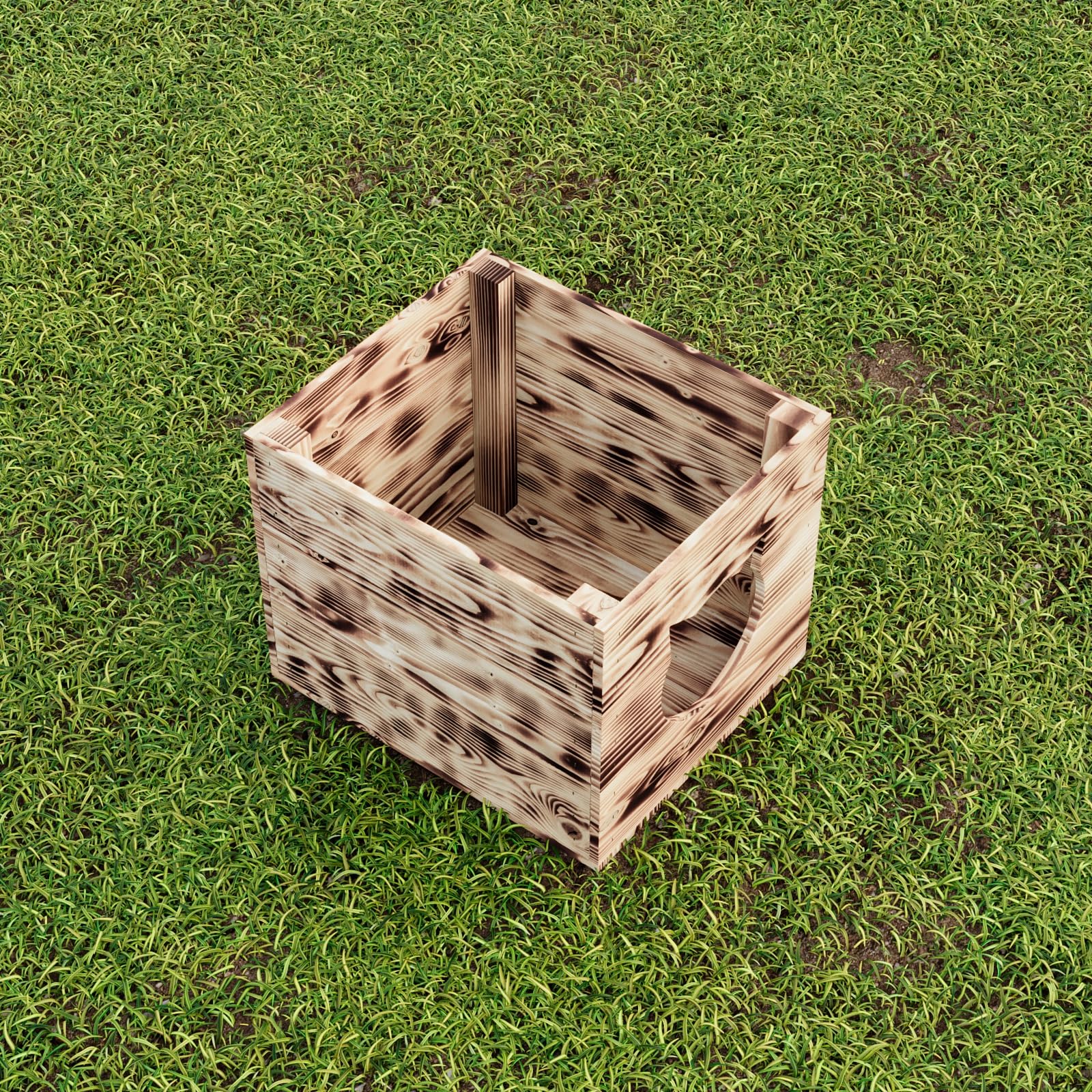 QLS Domek dla kota z opalanej sosny 33 x 38 x 29 cm | Pasuje do regałów Kallax. Opalana sosna tworzy bezpieczne schronienie dla kota