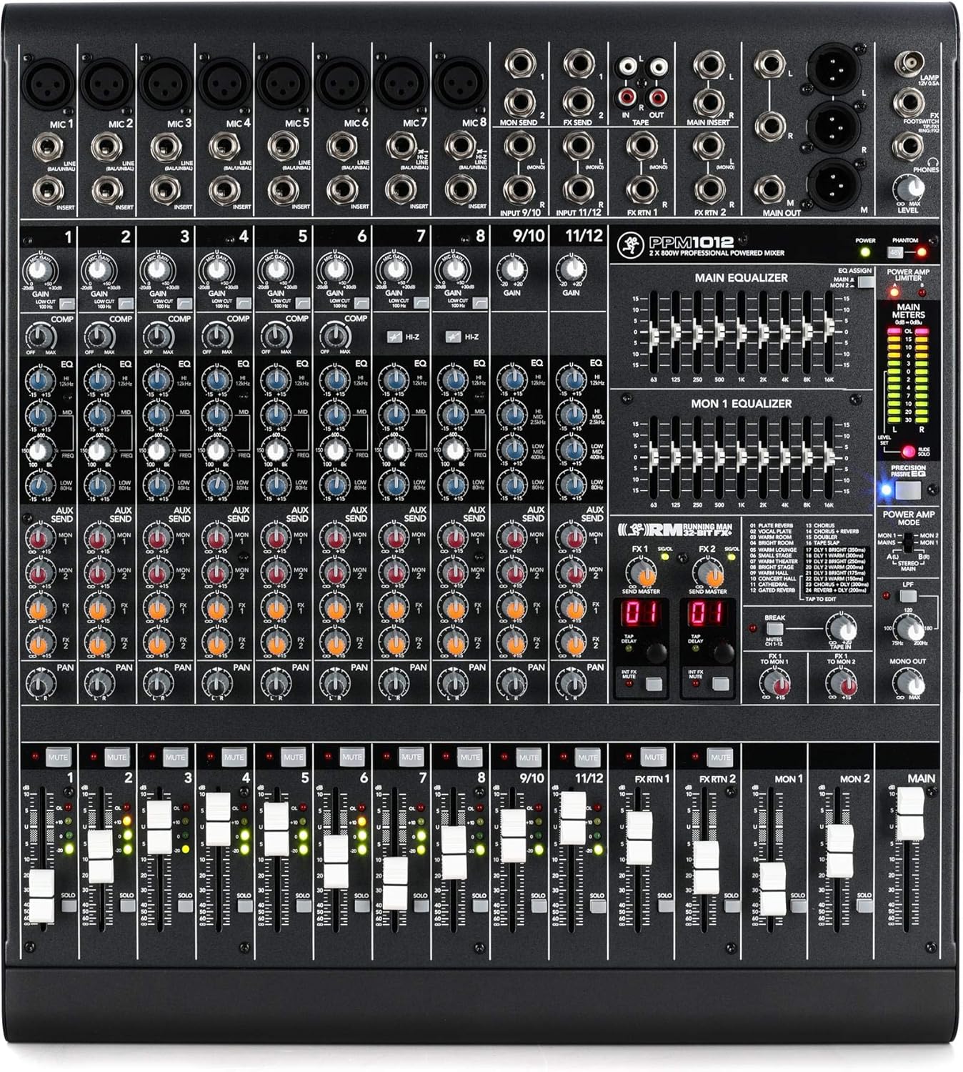 Mackie PPM1012 12Channel, 1600Watt Powered Desktop Mixer with Effects