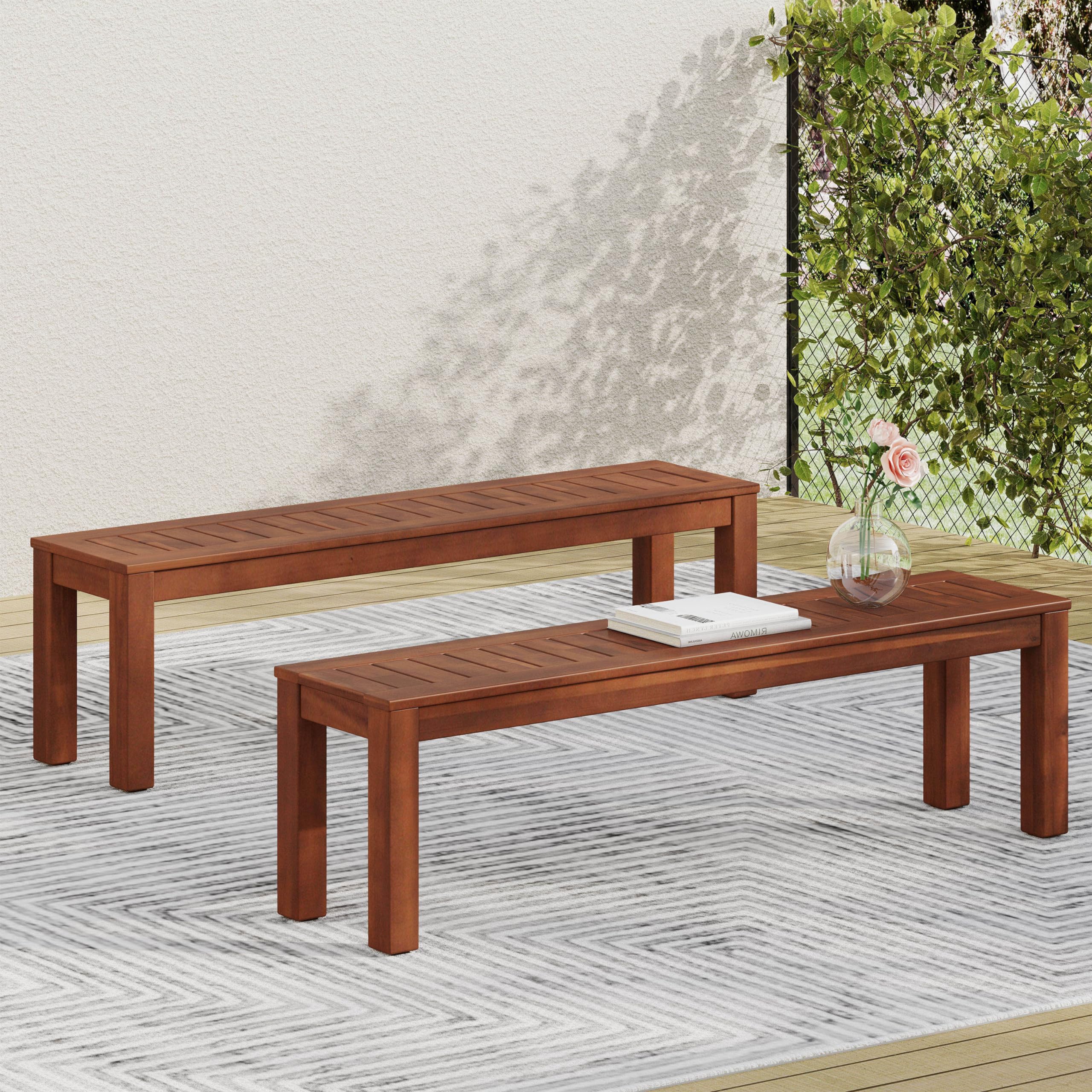 Dining Bench Cadiz Outdoor Acacia Wood Set Of By Christopher