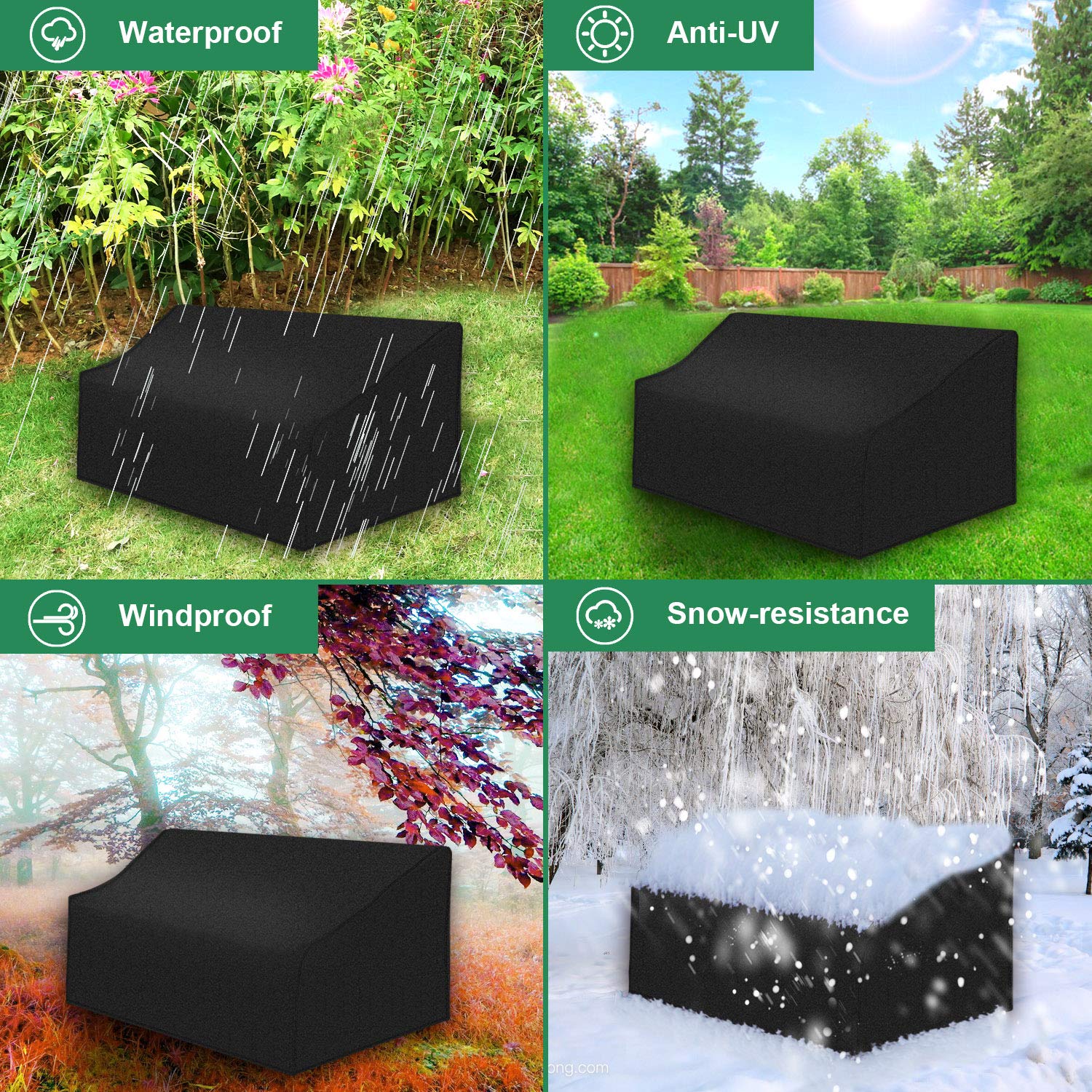 Copertura Panca Giardino INMUA - Tessuto Oxford 420D Impermeabile, 163x66x89cm, Anti-UV - Foto 7