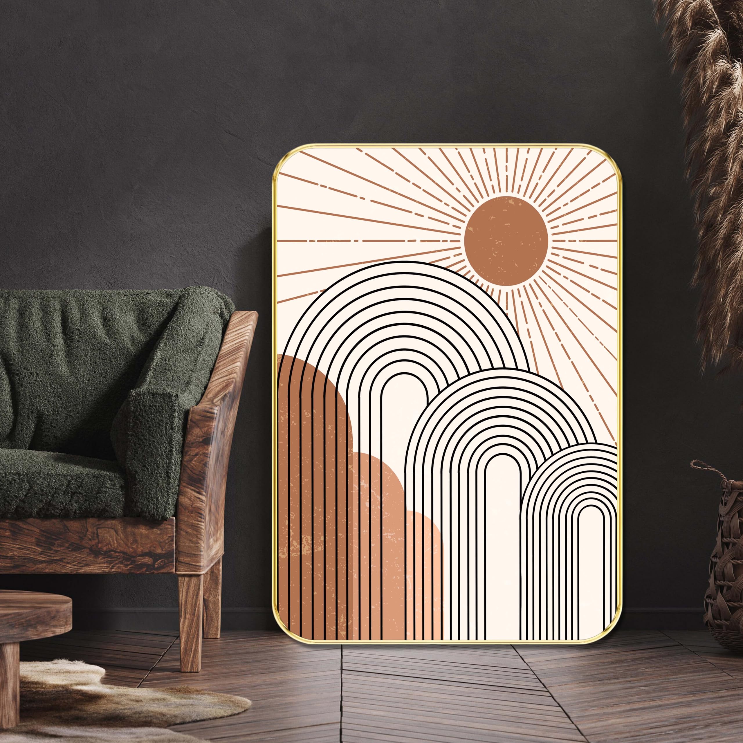 Livin'luxe Abstract Geometric Sunburst Wall Art – Modern Black