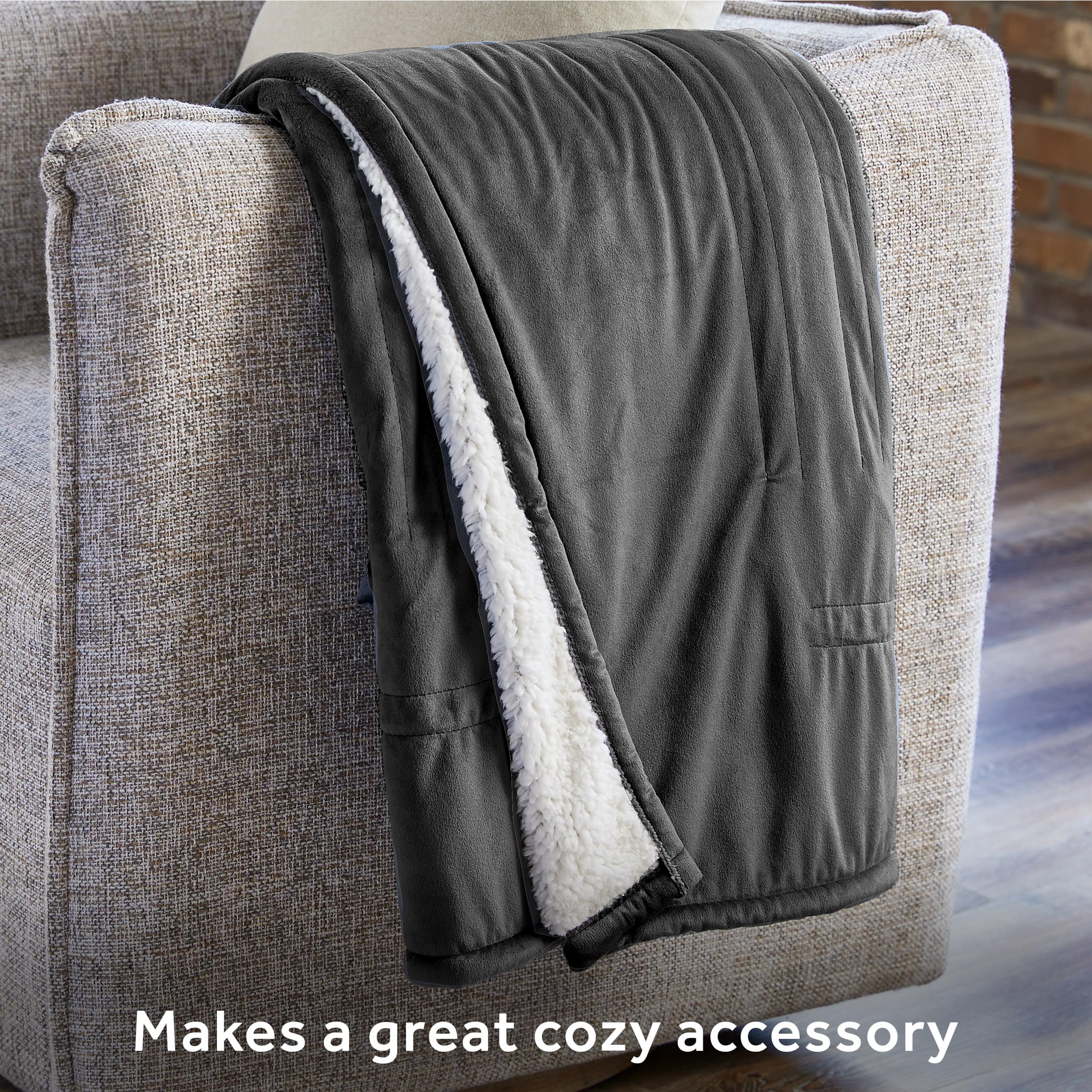 Amazon.com: Sunbeam Royal Mink Sherpa Night Fog Heated Personal Throw /  Blanket, Cozy-Warm, Adjustable Heat Settings : Home u0026 Kitchen
