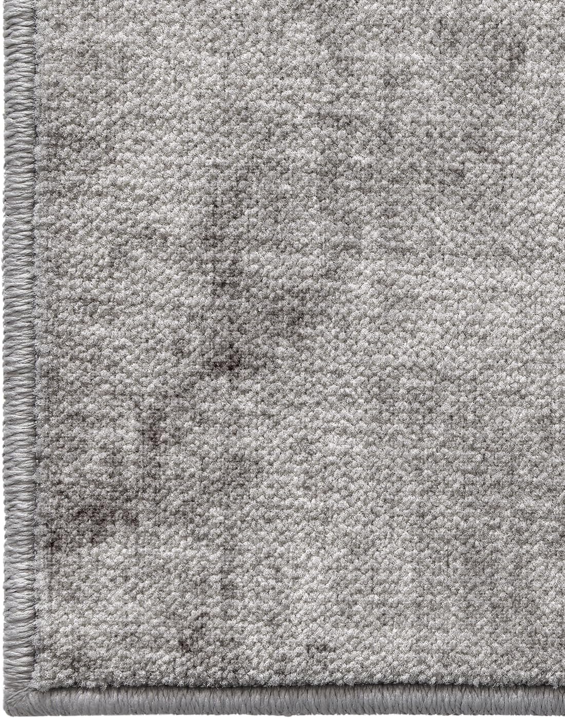 Color&Geometry 5x8 Machine Washable Low Pile Area Rugs for Living Room, Thin Soft Industrial - Minimalist Area Carpet with Non Slip TPE Backing for Bedroom, Dining Room, Grey