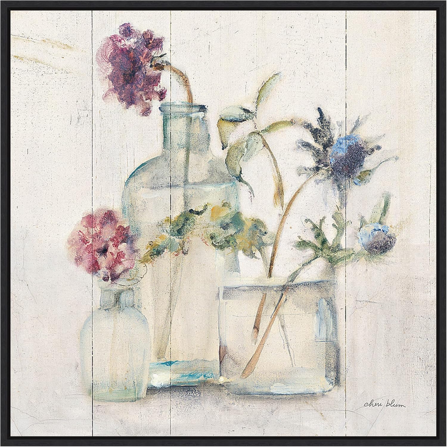 Amanti Art Framed Canvas Wall Art 30x30 Blossoms on Birch II by Cheri Blum, Framed Wall Art Canvas, Still Life Artwork, Traditional Decor, Large Poster Painting for Living Room, Bedroom, Bathroom,