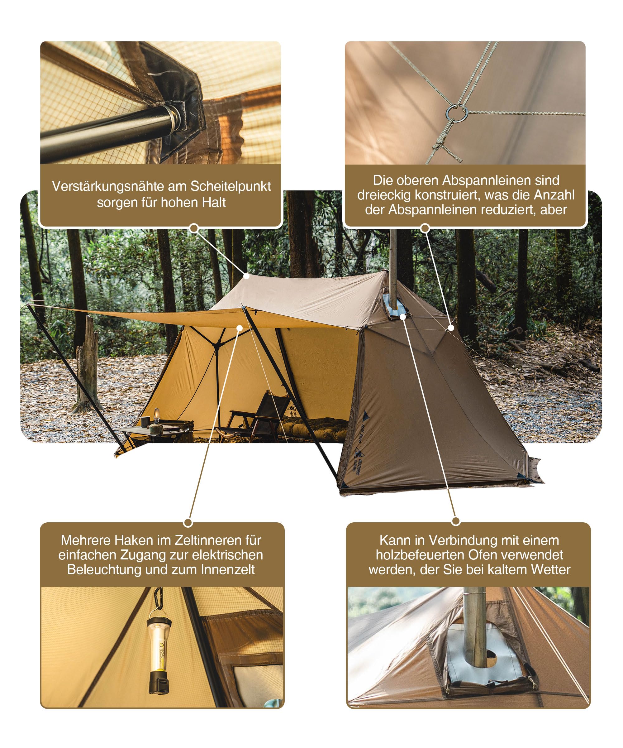 OneTigris Scarecrow Zelt 1-2 Personen, Campingzelt 4 Jahreszeiten wasserdicht 3000 mm, Solozelt leichtes Zelt Sonnenschirm für Wandern, Backpacking, Outdoor Sport & Freizeit