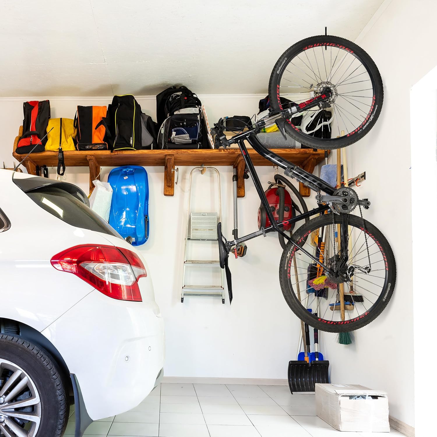 Relaxdays Bike Hooks, Set of 8, Wall & Ceiling Bicycle Suspension, Rubberised, Screw-In Hanger, Storage Rack, Black, Steel, 8er Set