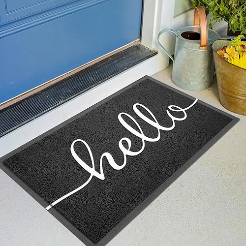Miniatura 8 de KILOCOCO Tapete negro antideslizante para interiores y exteriores, impermeable, para entrada exterior, patio, garaje, zonas de alto tráfico, 18 x 30
