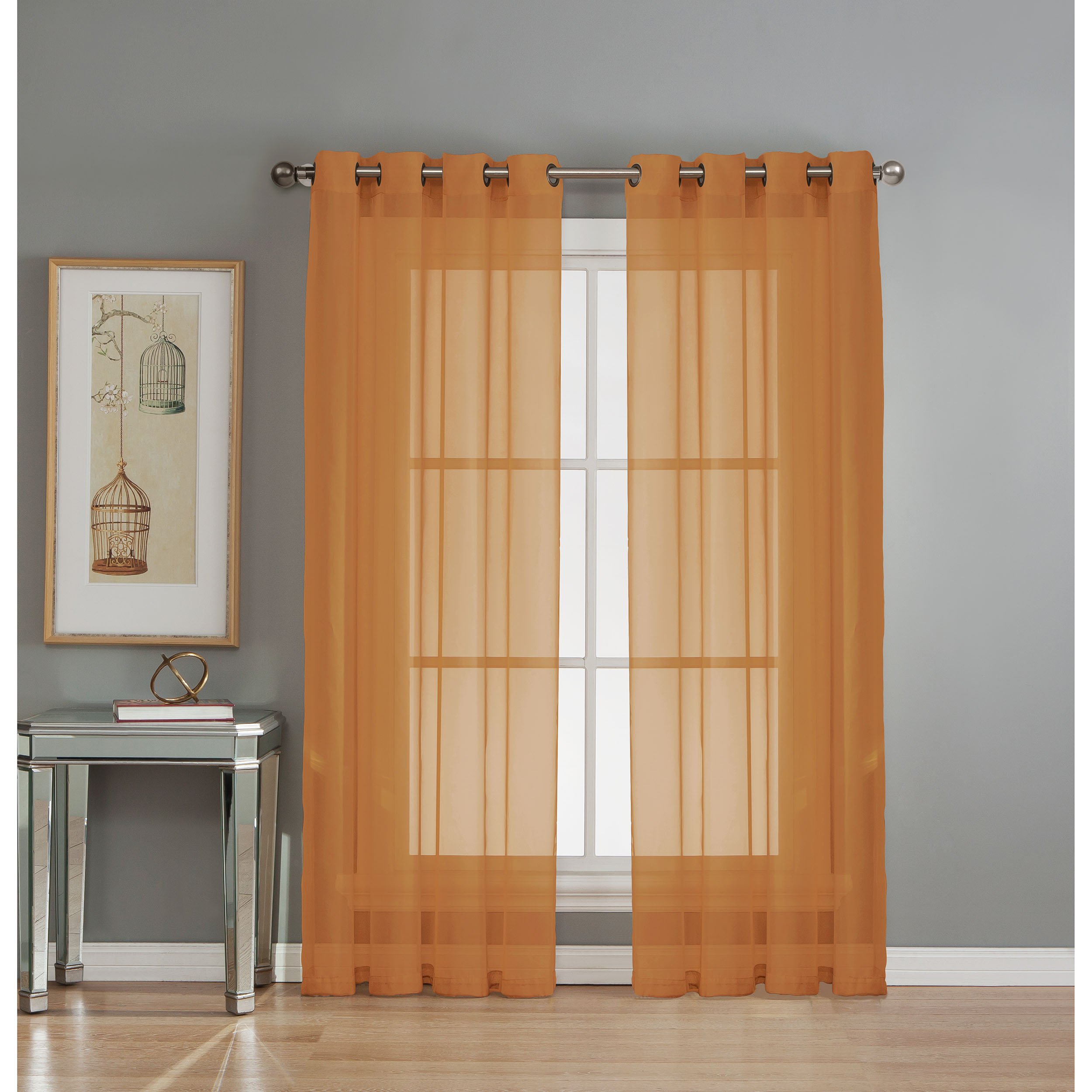 Window Elements Diamond Sheer Voile Extra Wide 56 x 90 in. Grommet Curtain Panel, Rust