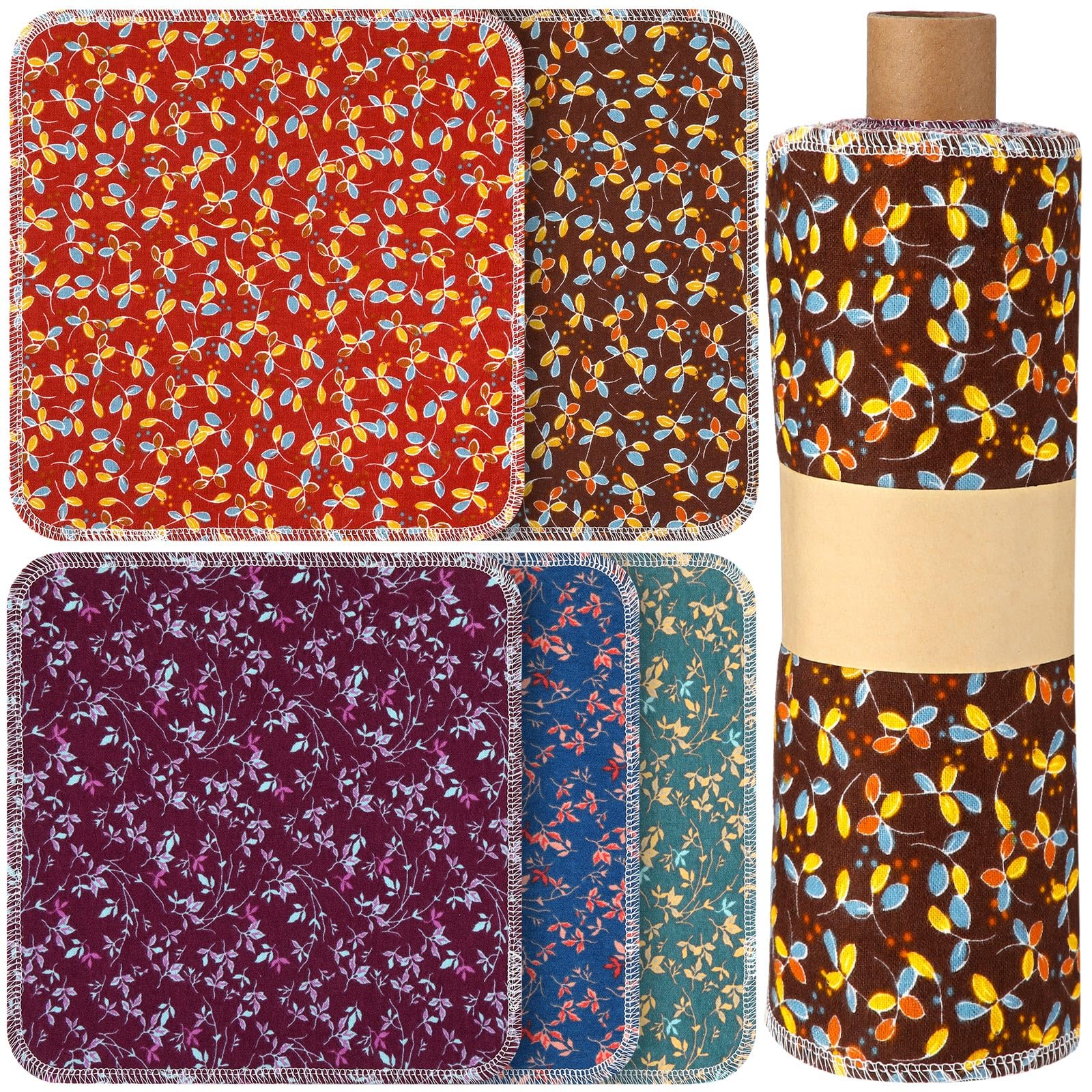 VitalCozy 25 toallas de papel reutilizables, toallas de algodón reutilizables, toallas de papel para inodoro, absorbentes, lavables, con rollo, paño de cocina para cocina, paños de cocina sin papel