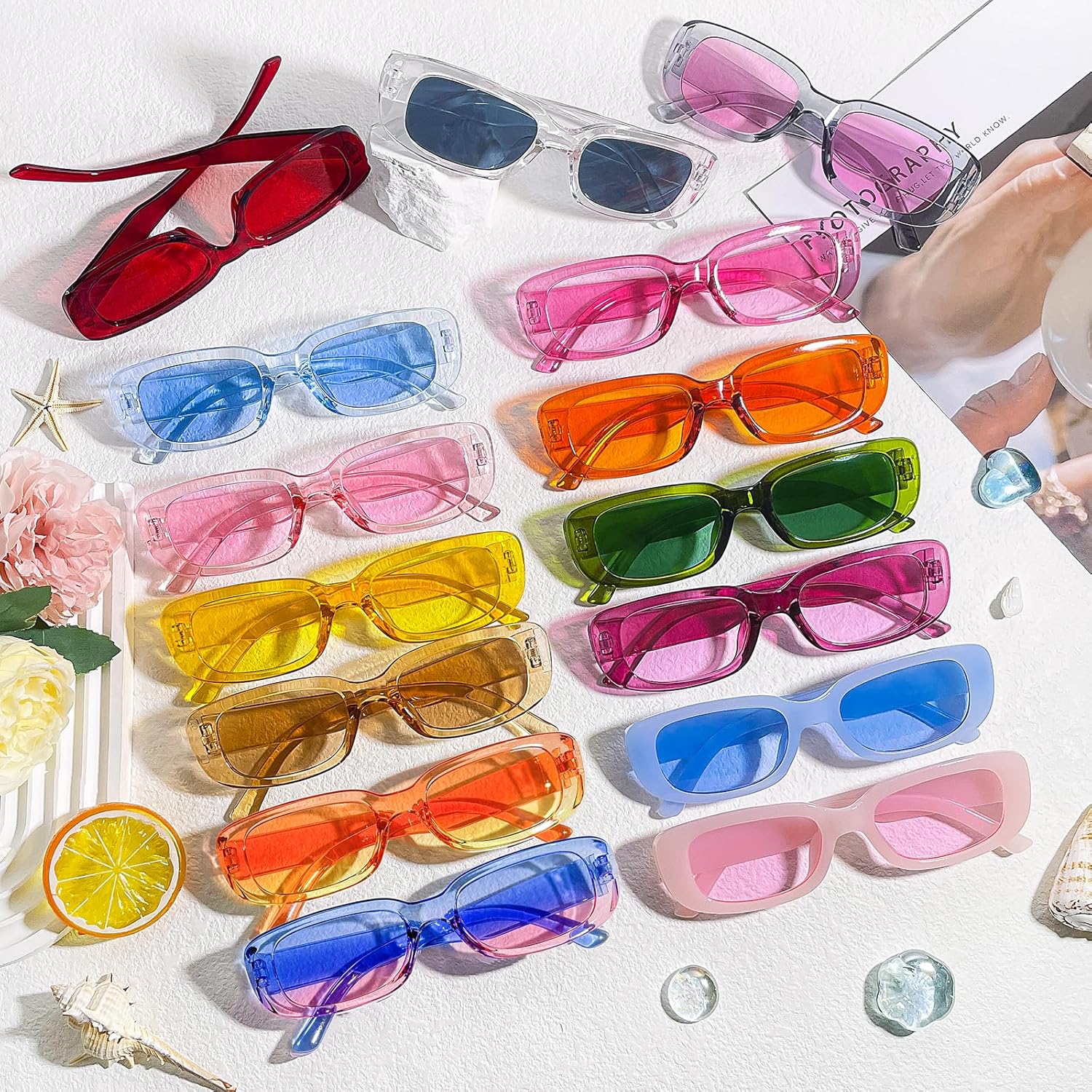 Pibupibu 40 Pack Rectangle Sunglasses Bulk 90s Retro Cool Party Sunglasses for Women Men Fun Glasses Set - Image 4