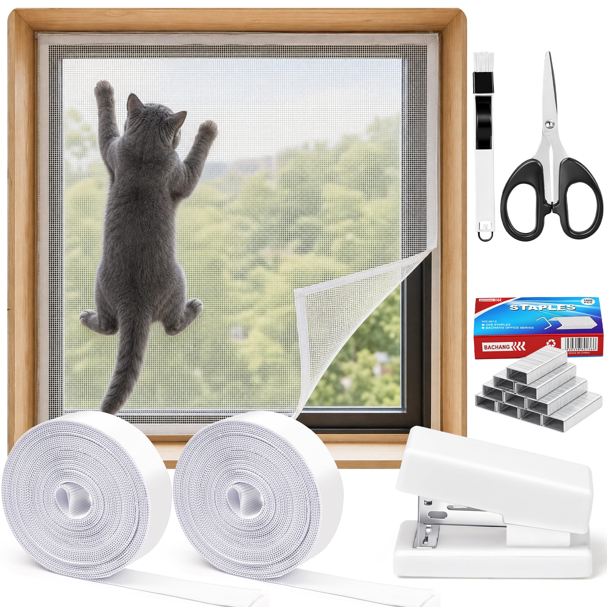 Cat Window Guard, Self-Adhesive Window Netting for Cats, 100x150cm White