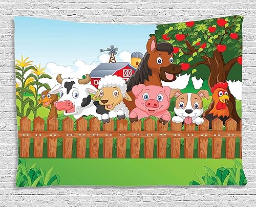 Miniatura 120 de Ambesonne Tapiz de naturaleza, silueta de oso salvaje en el bosque de la selva en la noche oscura, ilustración para colgar en la pared para Verde