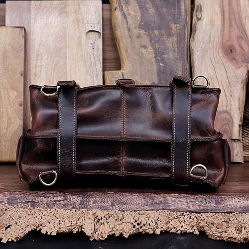 Miniatura 6 de cuero Maletín de cuero de 18 pulgadas portátil Messenger Bolsas para hombres y mujeres mejor oficina College maletín bolsa de hombro