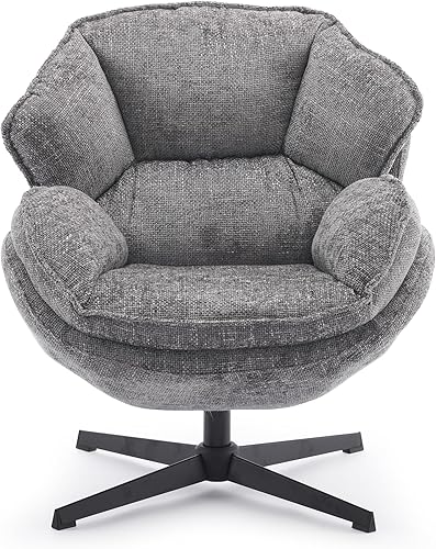 Miniatura 7 de IWMH Silla giratoria para sala de estar, sillón tapizado con patas de metal, silla de salón, cómodas sillas de ocio para lectura en el dormitorio