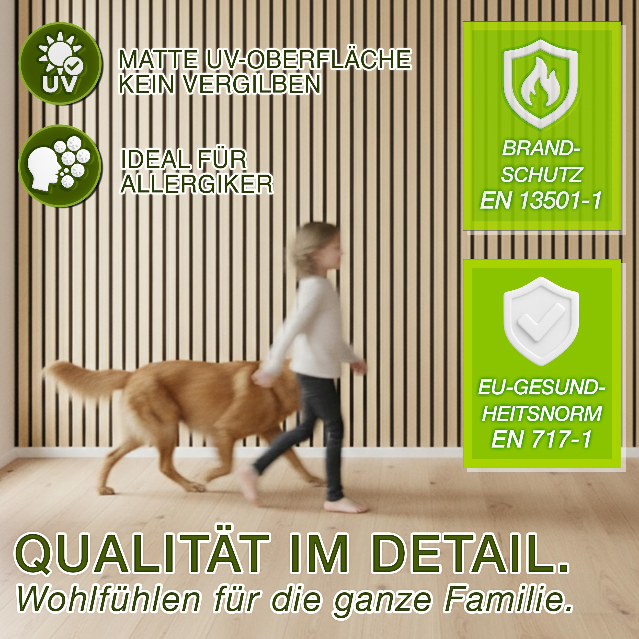 TRESKO® Akustikpaneele Holz 120×60x2,1 cm inkl. Kleiderhaken | Wandverkleidung als 3D Lamellenwand | Holzpaneele Paneele für Schallschutz | Akustik Wandpaneele (4 Stück/Eiche Hell)