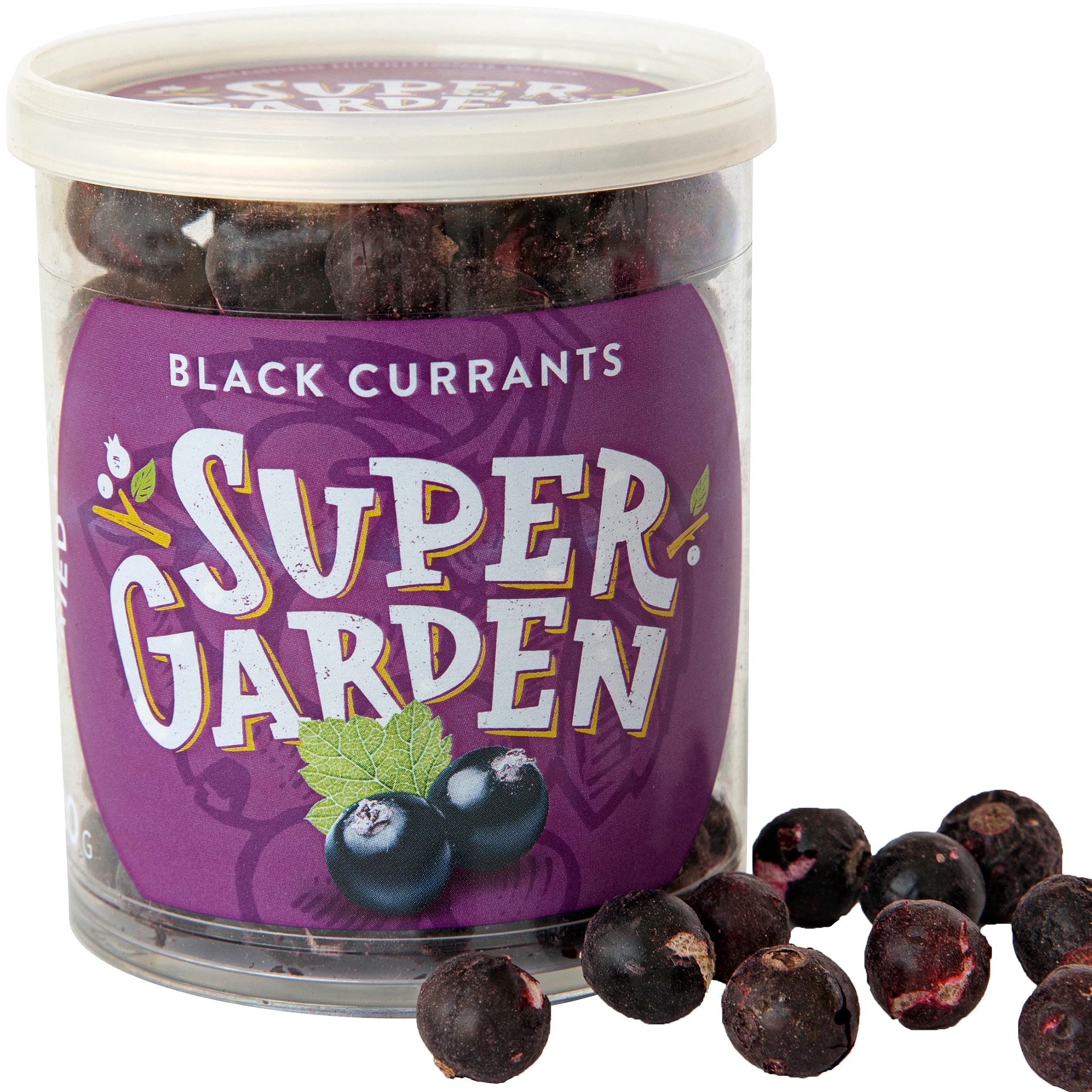 Super Garden Ribes Nero Liofilizzato - Spuntino Salutare - 100% Puro e Naturale - Vegano - Senza Zuccheri Aggiunti - Senza Additivi Artificiali - Senza Conservanti - Senza Glutine - Senza OGM