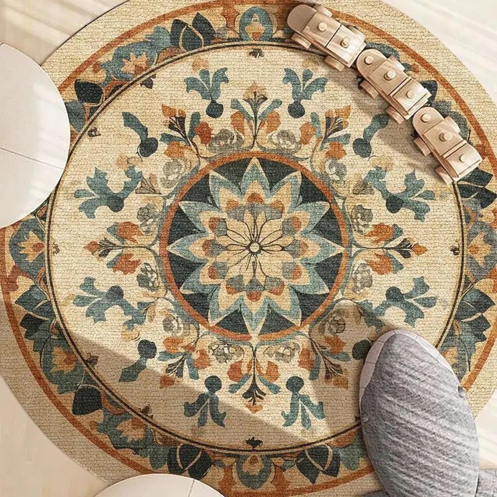 Tapis rond lavable salon deco chambre et dessous de fauteuil suspendu