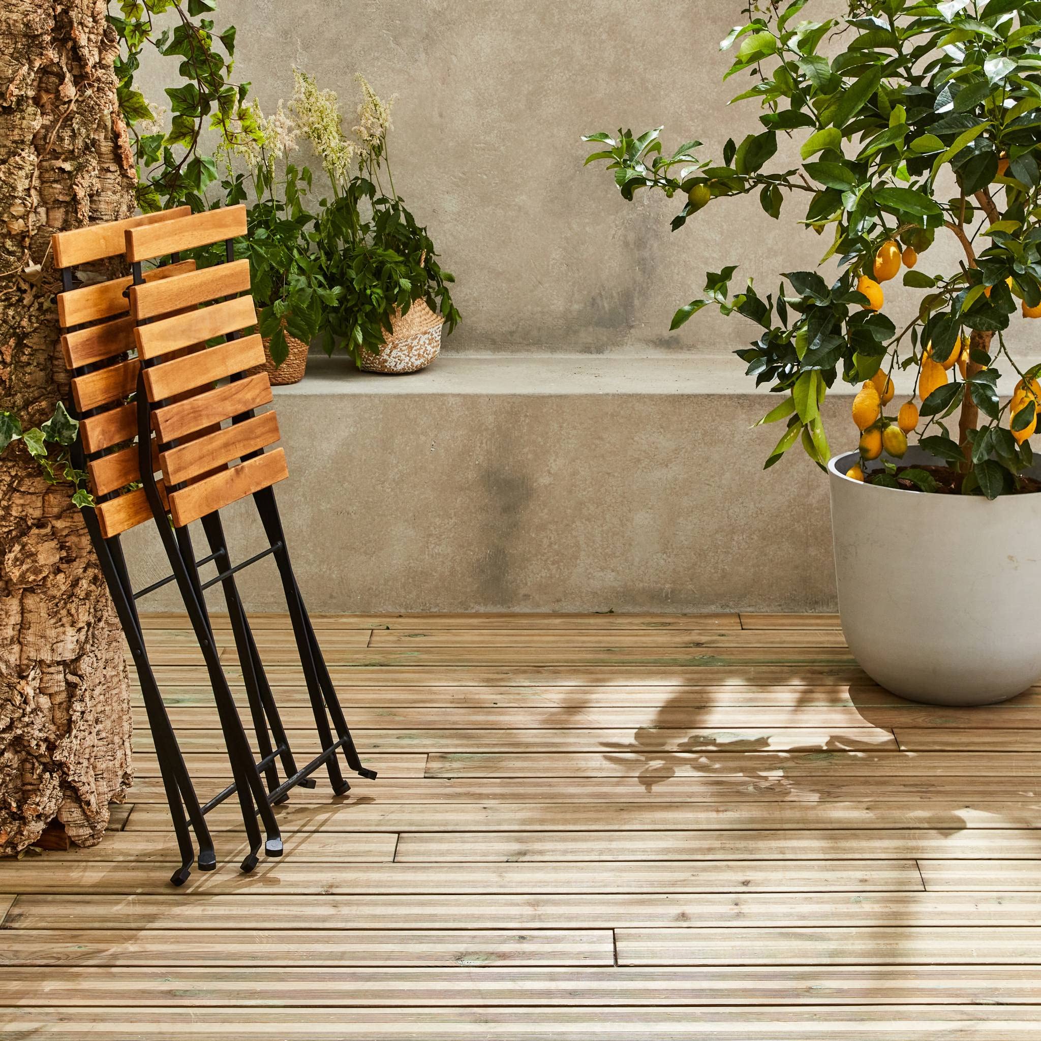 Alice's Garden Table de bistrot pliante bois d'acacia et métal 55 x 54 cm