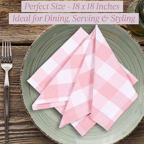 Miniatura 4 de Gingham Buffalo - Juego de 12 servilletas de algodón decorativas, suaves y absorbentes, duraderas, lavables, ideales para uso diario, bodas,