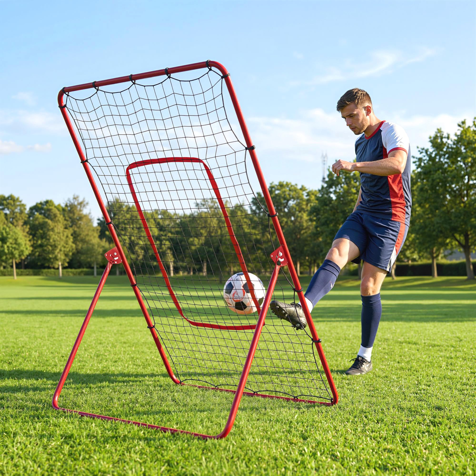 SPORTNOW Baseball-Rückprallnetz mit 4 verstellbaren Winkeln | Tragbarer Rebounder für Fußball, Baseball, Softball, Lacrosse – Wurf-, Pass-, Fangtraining