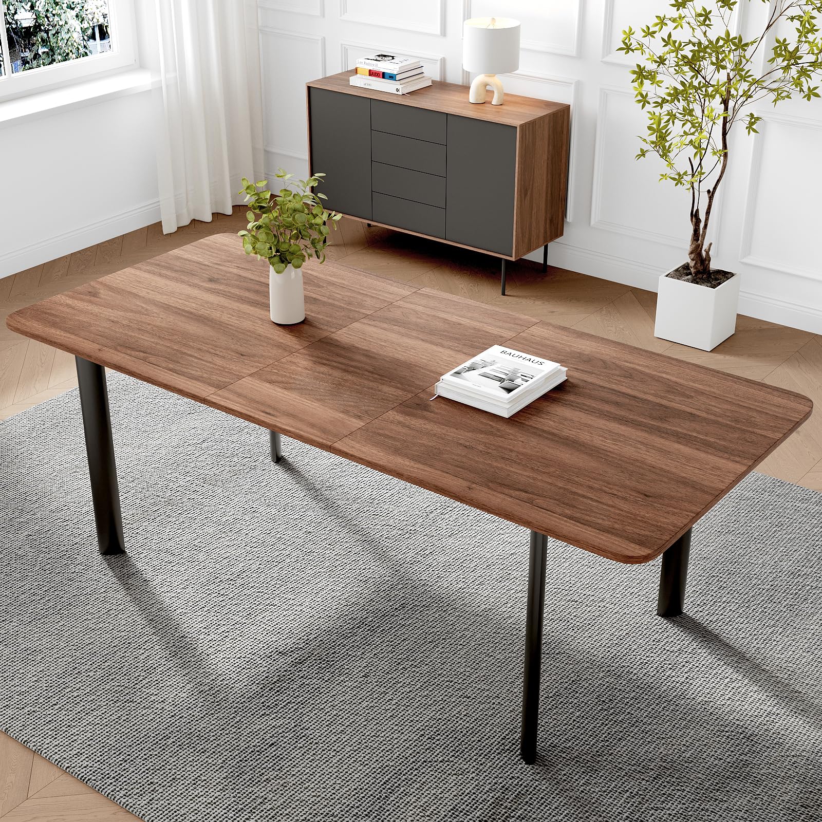 Table à Manger avec 4 à 8 chaises, Table Extensible élégante et Moderne en Panneaux MDF pour Le Salon 160 à 200 cm