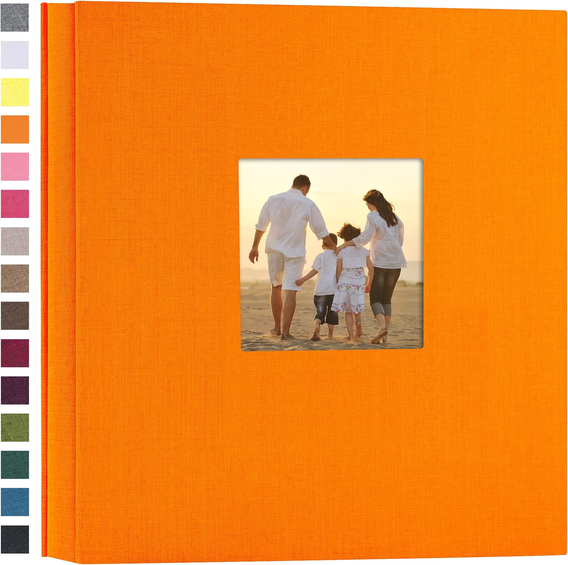 potricher Linen Hardcover Photo Album 4x6 1000 Photos Large Capacity for Family Wedding Anniversary Baby Vacation (Orange, 1000 Pockets)