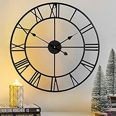 CLXEAST Silent 24 Inch Wall Clocks for Living Room Decor, Large Black Metal Roman Numeral Wall CLXEAST Silent 24 Inch Wall Clocks for Living Room Decor, Large Black Metal Roman Numeral Wall item