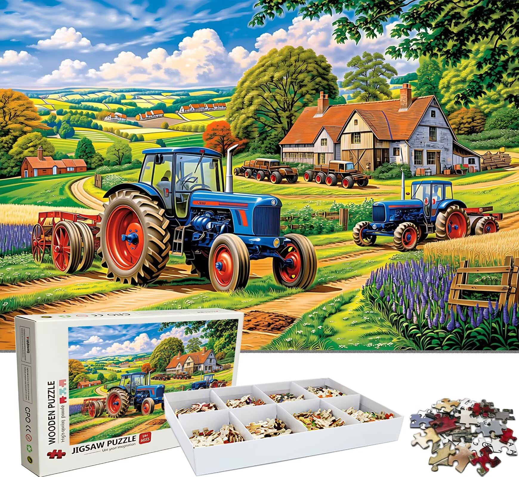 Puzzle 5000 Teile, Holzpuzzle Erwachsene Bauernhof Traktor Impossible Klassische Jigsaw Puzzles 156.5 x 105.5 cm, Familien Spiel, Puzzle Stressabbau Denkspiel, Home Dekor w0-668