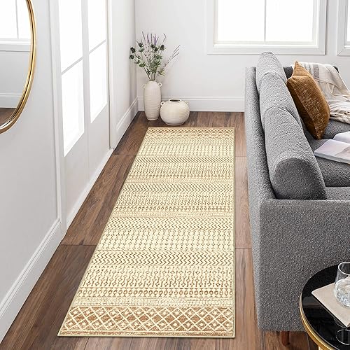 Miniatura 6 de Nailttos Alfombra bohemia para pasillos, 2 x 6 pies, ultra suave, antideslizante, vintage, resistente a las manchas, lavable, alfombra de casa de