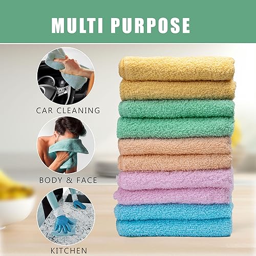 Miniatura 5 de Paquete de 10 paños de rizo de 12 x 12 pulgadas, suaves y absorbentes, perfectos para baño, cara, manos, cocina, spa, hotel, gimnasio y uso