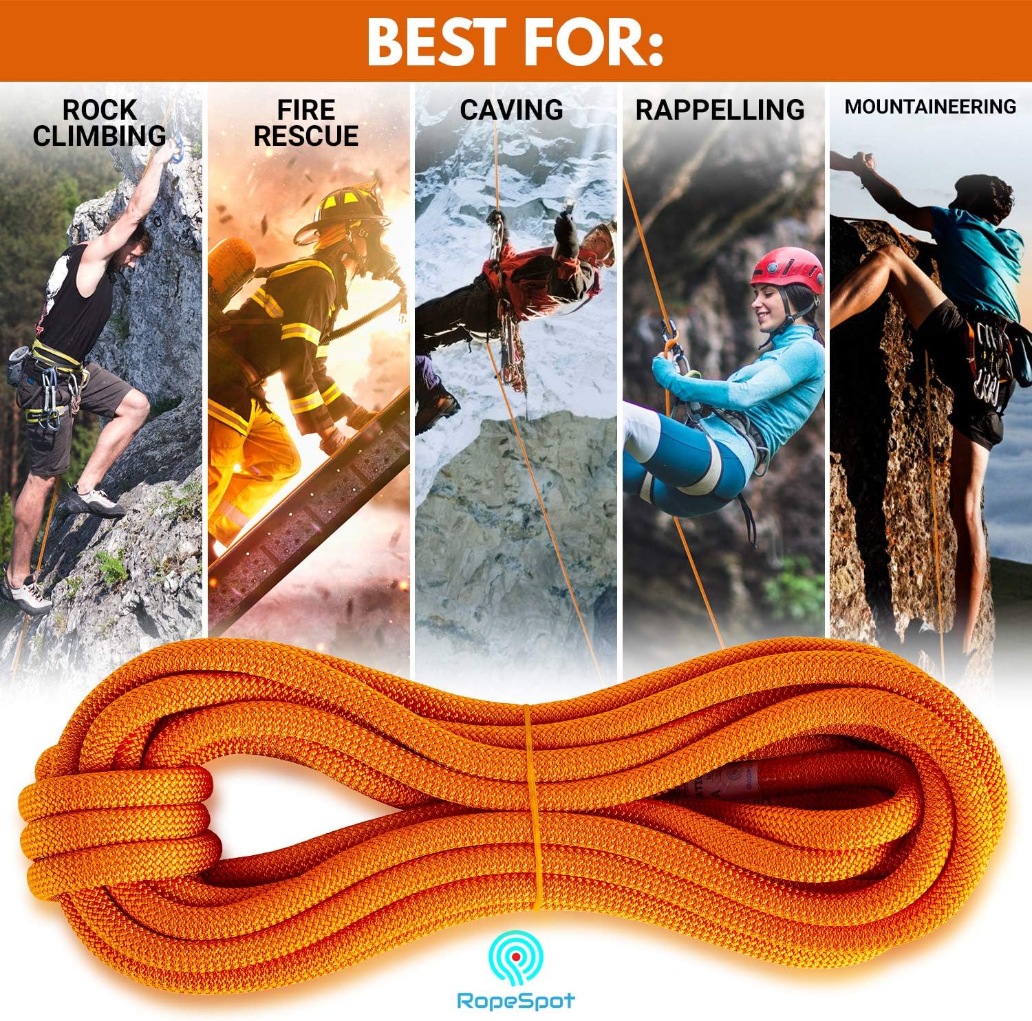 UIAA Powerful Static Rope Safety Rope Hiking 30m(96ft) 10m(32ft