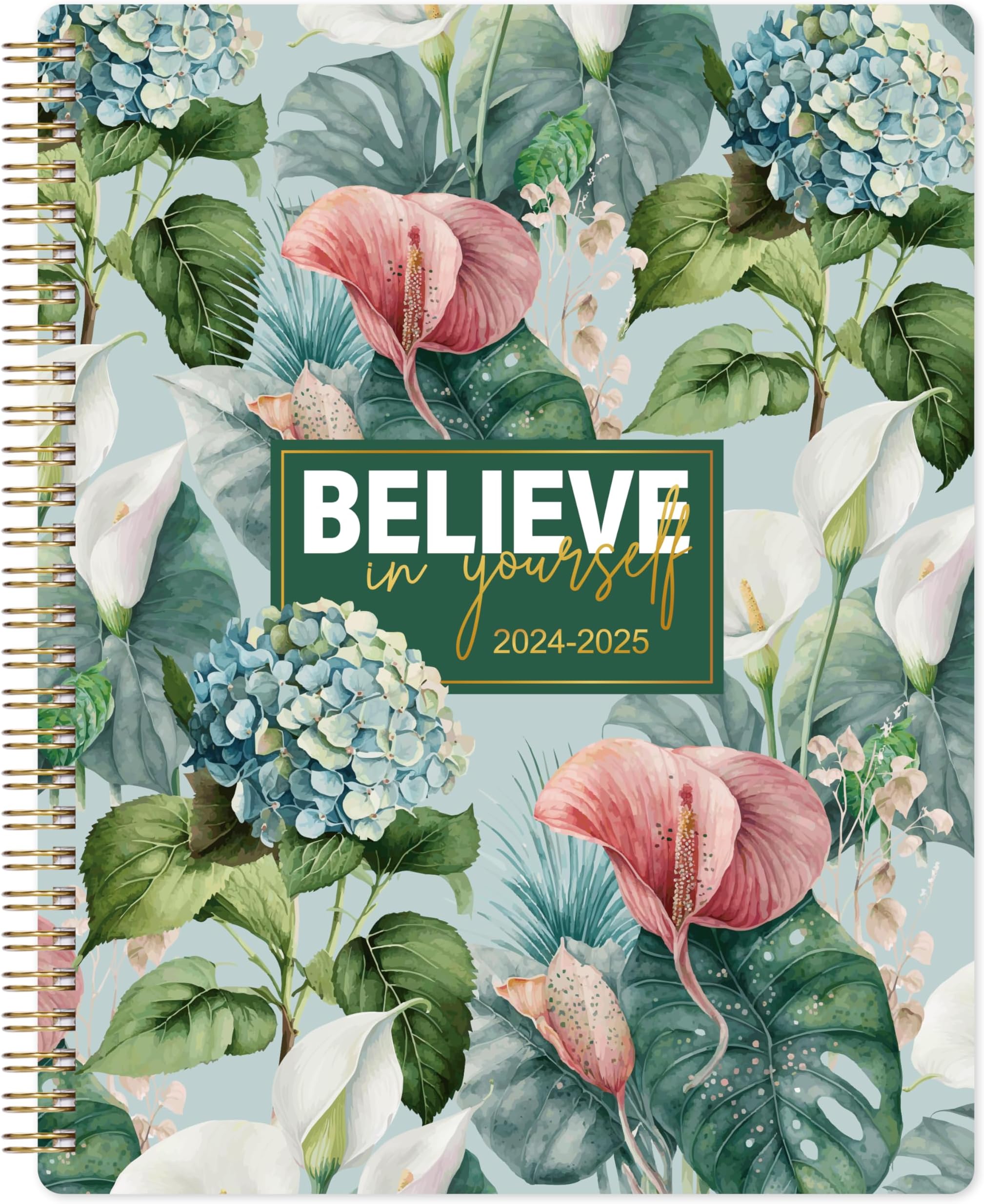 Planner 2024-2025 - Academic Planner 2024-2025, Jul. 2024 - Jun. 2025, 2024-2025 Planner Weekly and Monthly Spiral Bound with Tabs, 8" x 10"- Floral