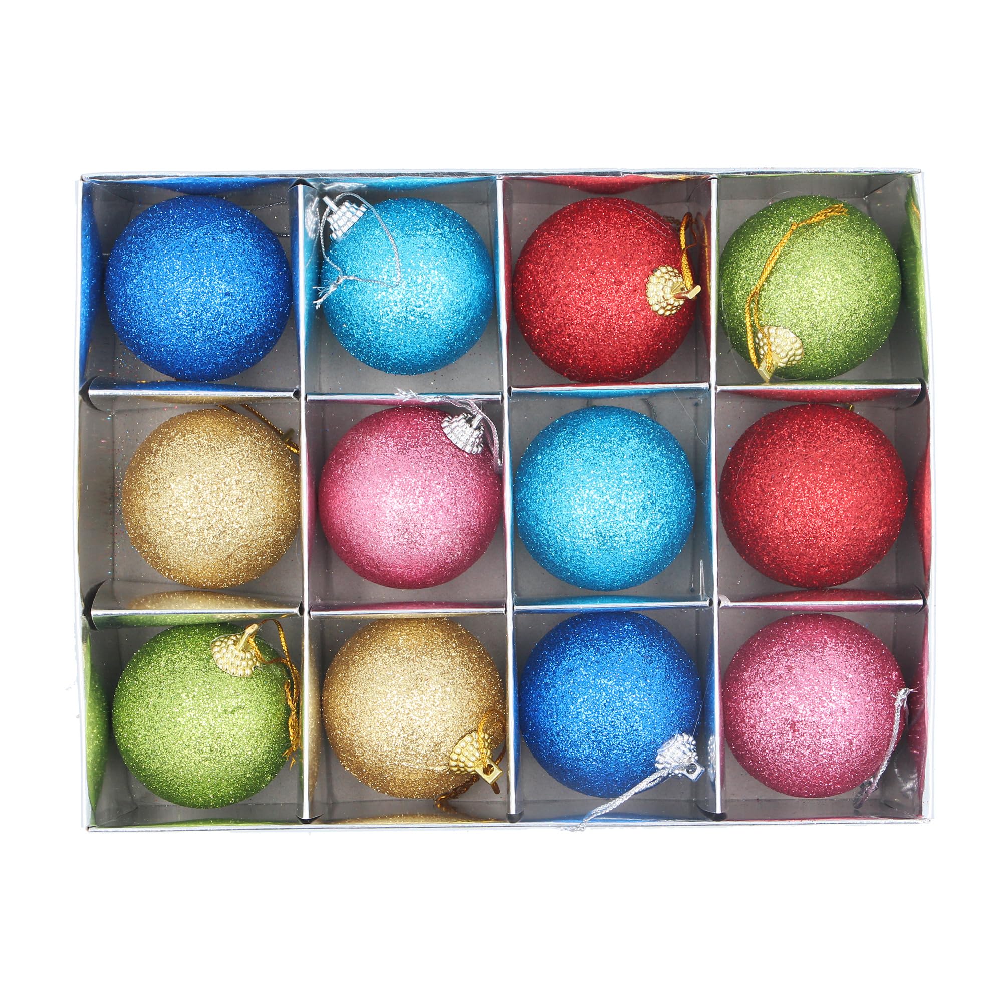 Gisela Graham Set Of 12 Glitter Baubles