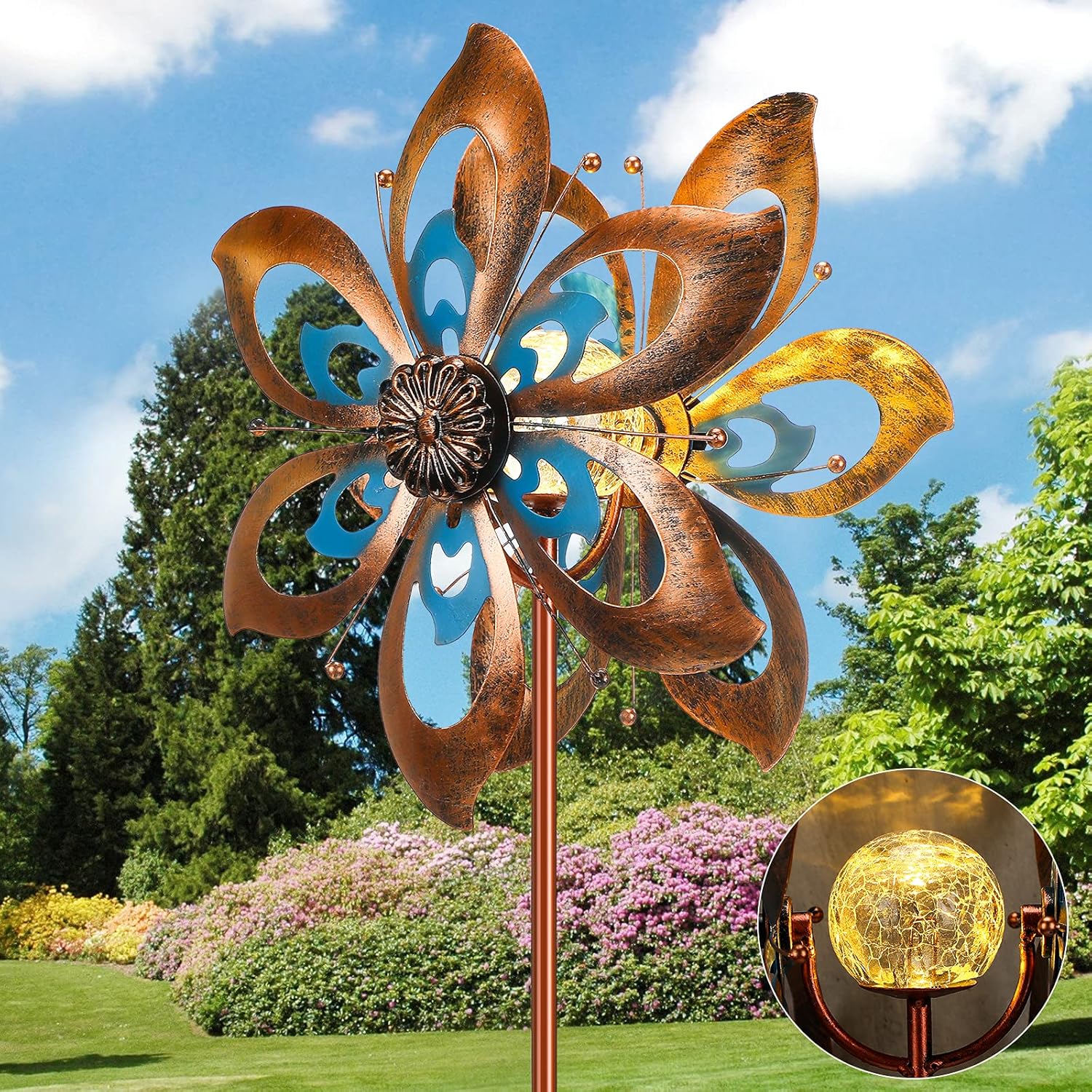 Honoson Solar Wind Spinner LED lighting Solar Powered Wind