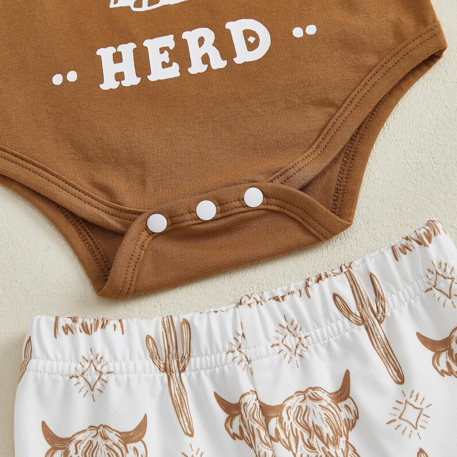 Chloefairy Baby Girl Western Clothes New to the Herd Romper Highland Cow Print Flare Pants Set 3Pcs Fall Cowgirl Outfit