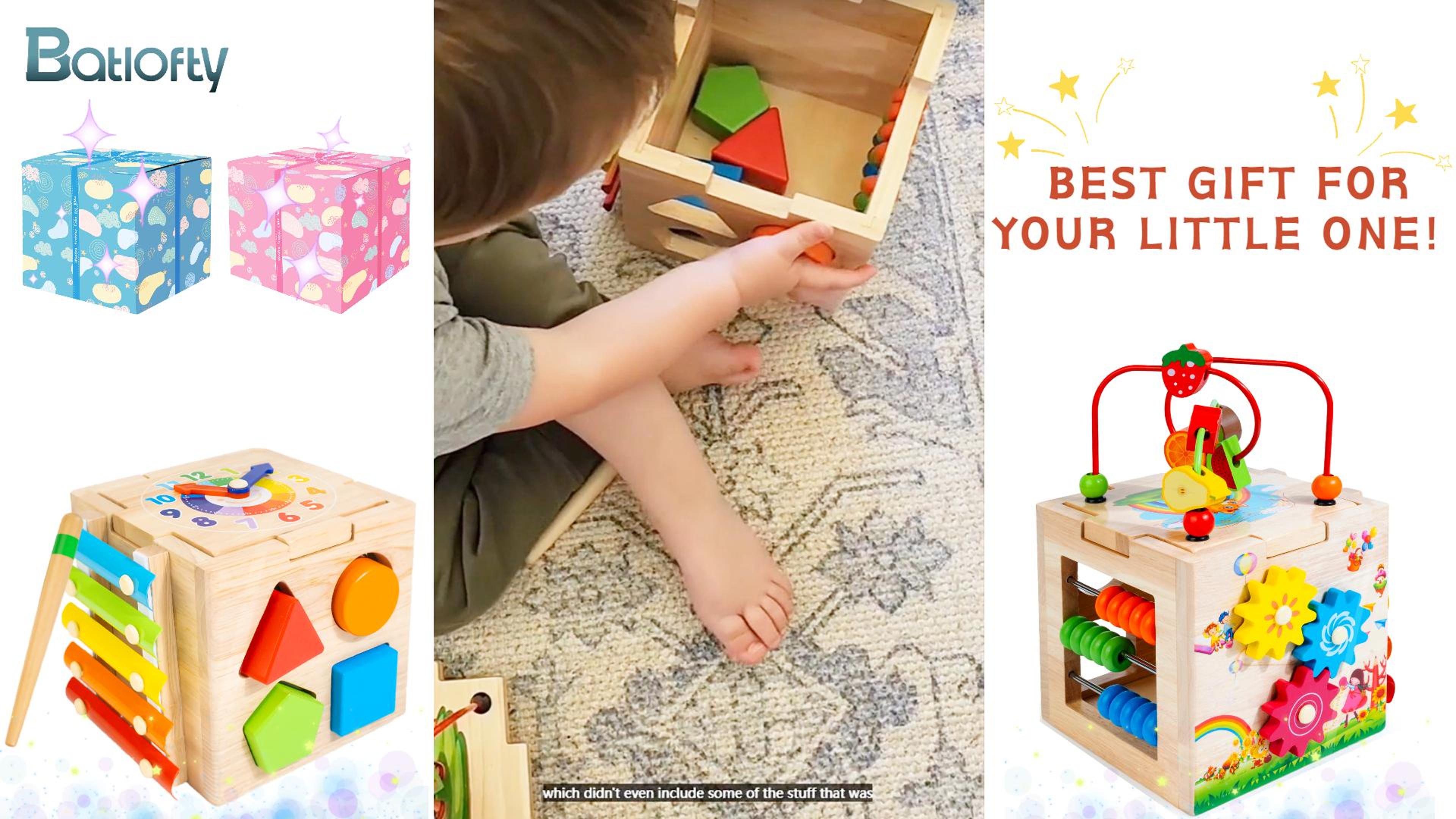 Amazon.com: 8-in-1 Wooden Baby Activity Cube - Xylophone, Shape