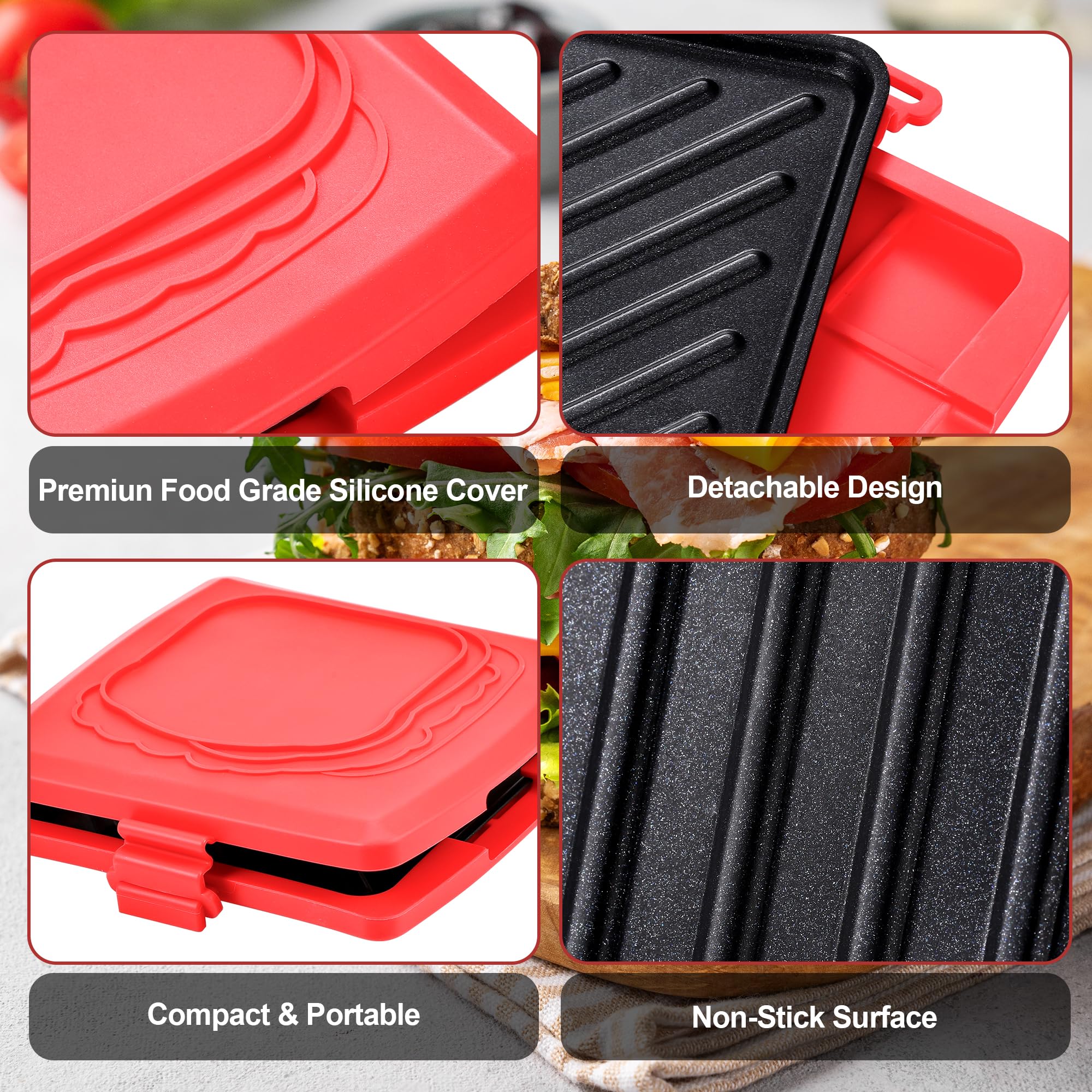 Tostapane per Microonde, Tostapane Micro con Piastre in Alluminio Rimovibili e Guscio in Silicone, Tostapane per Sandwich da Microonde 16x16cm per Toast, Panini, Bacon
